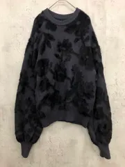 Discoat ディスコート フェザーヤーン モチーフジャガード プルオーバー ニット セーター sizeF/紺 ◆■ レディース