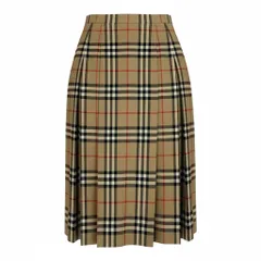 43b20 Vintage Burberrys バーバリーズ ヴィンテージ ノバチェック フレアスカート タックプリーツ 13 ベージュ系 ウール レディースu02t