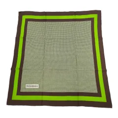 (ラスト1点) Yves Saint Laurent イヴサンローラン 幾何学模様 ジオメトリック柄 スカーフ ネックウェア ブラウン×グリーン ヴィンテージ【オールシーズン】【♀】【B】【レディース】★■600523【中古】