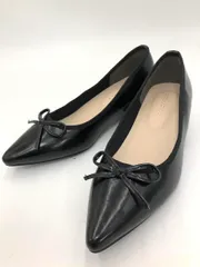 LELIEN PLUS ルリアンプラス リボン ポインテッドトゥ ローヒール パンプス sizeS/黒 ■■ レディース