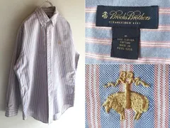 BROOKS BROTHERS ブルックスブラザーズ ゴールデンフリース/羊ロゴ刺繍 マルチボーダー オックスフォード BDシャツ S 00s OLD