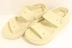 【中古】 crocs レディースサンダル 23cm メガ クラッシュ サンダル crocs 23cm ベージュ 肌色 ロゴ