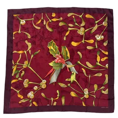 美品 HERMES エルメス スカーフ シルク カレ90 Neige d'Antan 去年の雪 レッド