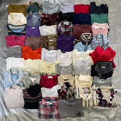 【T-100】古着　薄手　上着　50枚セット　まとめ売り　メンズ　レディース　ミックス　ノーブランド中心　A〜Bランク