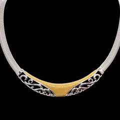 美品★MONET モネ ネックレス イエロー エナメルオメガチェーン シルバー ヴィンテージのサムネイル