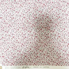 コットンこばやし　日本製　コットン生地　赤い花　小花柄　ホワイト　白　90×200