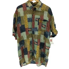 ロバートストック ROBERT STOCK 総柄 パッチワーク S/S シルク シャツ メンズ import：XL 