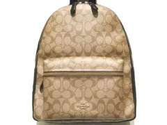 未使用 コーチ リュックサック ☆ F58314 シグネチャー柄 ベージュ系 PVC × ブラック レザー バッグ バックパック COACH ▼8B