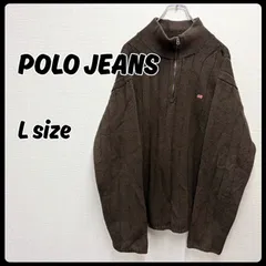 Polo Jeans 星条旗 トップス ハーフジップ ニット Lサイズ ブラウン 古着 ポロジーンズ