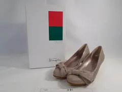 GINZA Kanematsu 銀座かねまつ パンプス リボン ラメ キラキラ シルバーピンク シャンパンピンク キトゥンヒール コーンヒール 221/2 22.5㎝ 【J81】