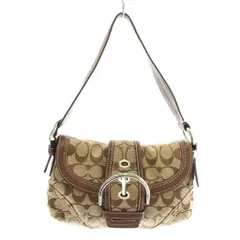 コーチ COACH ハンドバッグ ワンショルダー キャンバス レザー シグネチャー 総柄 茶色 ブラウン 10296 /XZ ■GY18