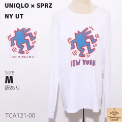 訳あり UNIQLO × SPRZ NY UT ユニクロ×キース・ヘリング トップス トレーナー 長袖 キャラクター柄 フロントプリント クルーネック 　ホワイト　 【TCA121-00】 送料無料　古着　メンズ