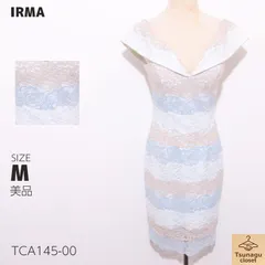 美品 IRMA イルマ ワンピース ミニ丈 ノースリーブ レース素材 オフショルダー仕様 　ブルー　 【TCA145-00】 送料無料　古着　レディース