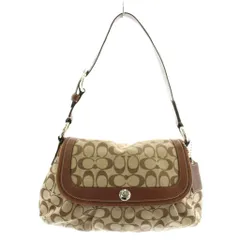 コーチ COACH ハンドバッグ ワンショルダー キャンバス レザー シグネチャー 総柄 ロゴ 茶色 ブラウン F13739 /XZ ■GY18