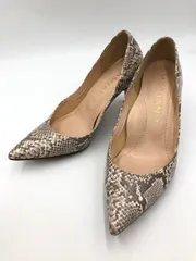 MAMIAN マミアン 日本製 パイソン柄 ピンヒール ポインテッドトゥ パンプス size24.5㎝/ベージュ  ■■ レディース