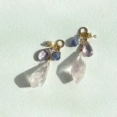 モルガナイト＆アメジスト、タンザナイト、真珠のチャーム【14kgf】