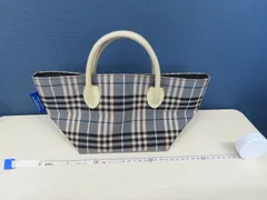 【美品】バーバリーブルーレーベル トートバッグ ナイロン ノバチェック 舟形