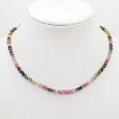 Q826 トルマリン ネックレス マルチカラー デザイン シルバー 10月誕生石
