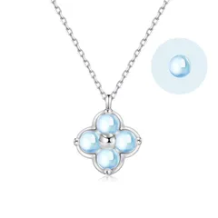 [FH.bird] ムーンストーン ネックレス レディース 人気 誕生石「幸運のお守りです」 シルバー925 金属アレルギー対応 クローバー ネックレス 6月誕生石 ペンダント おしゃれ プレゼント 1