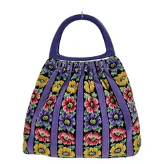 FEILER(フェイラー) トートバッグ - パープル×ピンク×マルチ 花柄/プラスチックハンドル