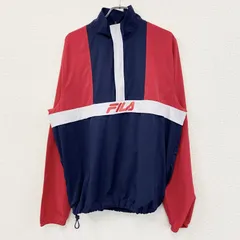 古着 used　FILA　フィラ　ハーフジップジャケット　プルオーバー　トライカラー　白　赤　ネイビー　XXLサイズ【値引き交渉OK！】