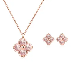 [FH.bird] モルガナイト ネックレス レディース ピンクゴールド「幸運のお守りです」シルバー925 金属アレルギー対応 4月誕生石 ネックレス ピアス セット 可愛い 誕生日 バレンタイン ギフト ホワイトデー お返し 入学式 卒業式 女性 人気 1