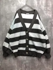 GYDA ジェイダ 072322822101-01 ボーダー LOOSEニット カーディガン sizeF/チャコールグレー ■■ レディース