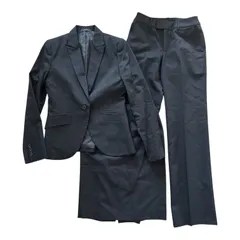  COMME CA ISM コムサイズム レディーススーツ3点セット ブラック ストライプ ジャケット パンツ スカート S/Lサイズ【Z1806】