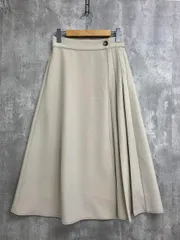 美品 N. エヌ ナチュラルビューティーベーシック 166-2120002 配色ステッチラップ風プリーツ スカート sizeM/ベージュ ■■ レディース