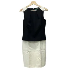 RalphLauren(ラルフローレン) ワンピース サイズ4 S レディース美品  - 白×黒 クルーネック/ノースリーブ/ひざ丈