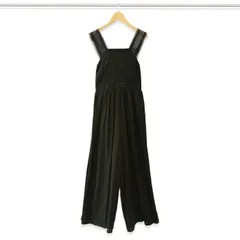 【パーティードレス】　黒　サロペットワンピース　結婚式　発表会 お呼ばれ　[送料無料]