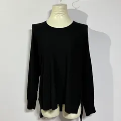 ミッシェルクラン ブラックニット【38】黒 前後差 サイドスリット 体型カバー