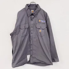 古着 used　Carhartt　カーハート　長袖ワークシャツ　ボタンダウンシャツ　FR　灰色　グレー　Lサイズ【値引き交渉OK！】
