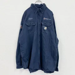 古着 used　Carhartt　カーハート　長袖シャツ　ボタンダウンシャツ　紺　ネイビー　2XLサイズ【値引き交渉OK！】