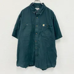 古着 used　Carhartt　カーハート　半袖ボタンダウンシャツ　ワークシャツ　紺　ネイビー　XLサイズ【値引き交渉OK！】