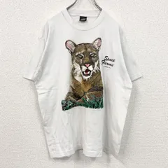 古着 used　80s　SCREEN STARS　半袖アニマルプリントTシャツ　ヴィンテージ　シングルステッチ　白　ホワイト　XLサイズ【値引き交渉OK！】