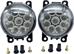 Avidora 汎用 LED フォグランプ ユニット 車 ハスラー ジムニーシエラ スペーシアカスタム スイフトスポーツ 12V ホワイト 2個 セット
