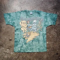 VINTAGE 90s USA製 GRATEFUL DEAD FOLLOW THE GOLDEN ROAD タイダイ バンド Tシャツ ヴィンテージ 1990s グレイトフル・デッド スカル バンT LIQUID BLUE アーティストグッズ L