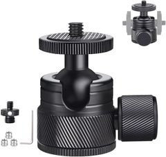ARTCISE 20mmボール 低重心 雲台 1/4オス-3/8オスカメラネジダブルヘッドスタッド付き CNC加工 アルミ 360度回転 パノラマ ボールヘッド 自由雲台 最大耐荷重3キロ