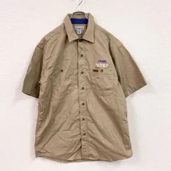 古着 used　Carhartt　カーハート　半袖ワークシャツ　ボタンダウン　ダブルポケット　ベージュ　Lサイズ【値引き交渉OK！】