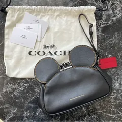 COACH ディズニー × コーチ レザー がま口 ミッキー クラッチバッグ リストレット ポーチ 65794