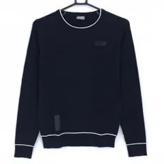 【美品】プーマ セーター 黒×白 リブ編み 胸元ロゴ ニット ウール混 レディース L ゴルフウェア PUMA