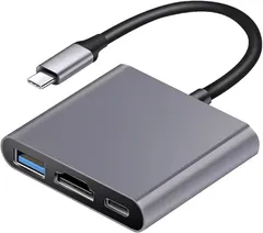 スモールラボ Type-C USB HDMI アダプター 4K対応 hdmiポート/USB 3.0高速ポート/Type-C 100W PD急速充電 3in1 変換アダプター タイプ Macbook Pro/Mac (グレー)
