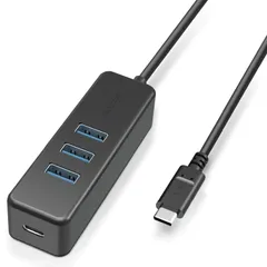 エレコム USBハブ Type-C USB-A 3.0×3ポート USB PD 60W対応Type-C×1ポート ケーブル30cm マグネット付 ブラック U3HC-T431P5BK [ブラック] [USB 3.0]