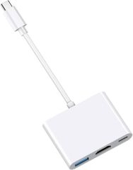 JastBang USB Type-C HDMI 어댑터 USB 타입 C 4K HDMI 포트 + USB 3.0 포트 + 타입 C 급속 PD 충전 + USB2.0 2인 1 포트 변환 어댑터 UHD iPhone 15+/MacBook (시로이로)