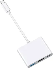 JastBang USB Type-C HDMIアダプタ USBタイプC 4K HDMIポート+USB 3.0ポート+タイプC 急速PD充電+USB2.0 2イン1ポート 変換アダプタ UHD iPhone 15+/MacBook (しろいろ)