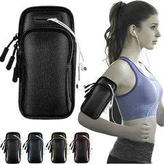 fogman ランニング スマホケース アームバンド 携帯 スマホホルダー 腕 ポーチ (ブラック)