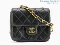 【美品】シャネル　CHANEL　ヴィンテージ　ミニミニマトラッセ　チェーン　バッグチャーム　ポーチ　ハンドバッグ　ブラック ゴールド金具　ラムスキン