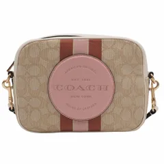 【返品OK】コーチ ショルダーバッグ 1912 キャンバス レザー 斜めがけバッグ カメラバッグ ピンク ベージュ【送料無料】【中古】