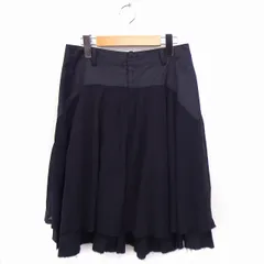 ギャミヌリィ gaminerie スカート フレア ドット柄 切りッぱなし ひざ下丈 2 ブラック 黒 /FT42